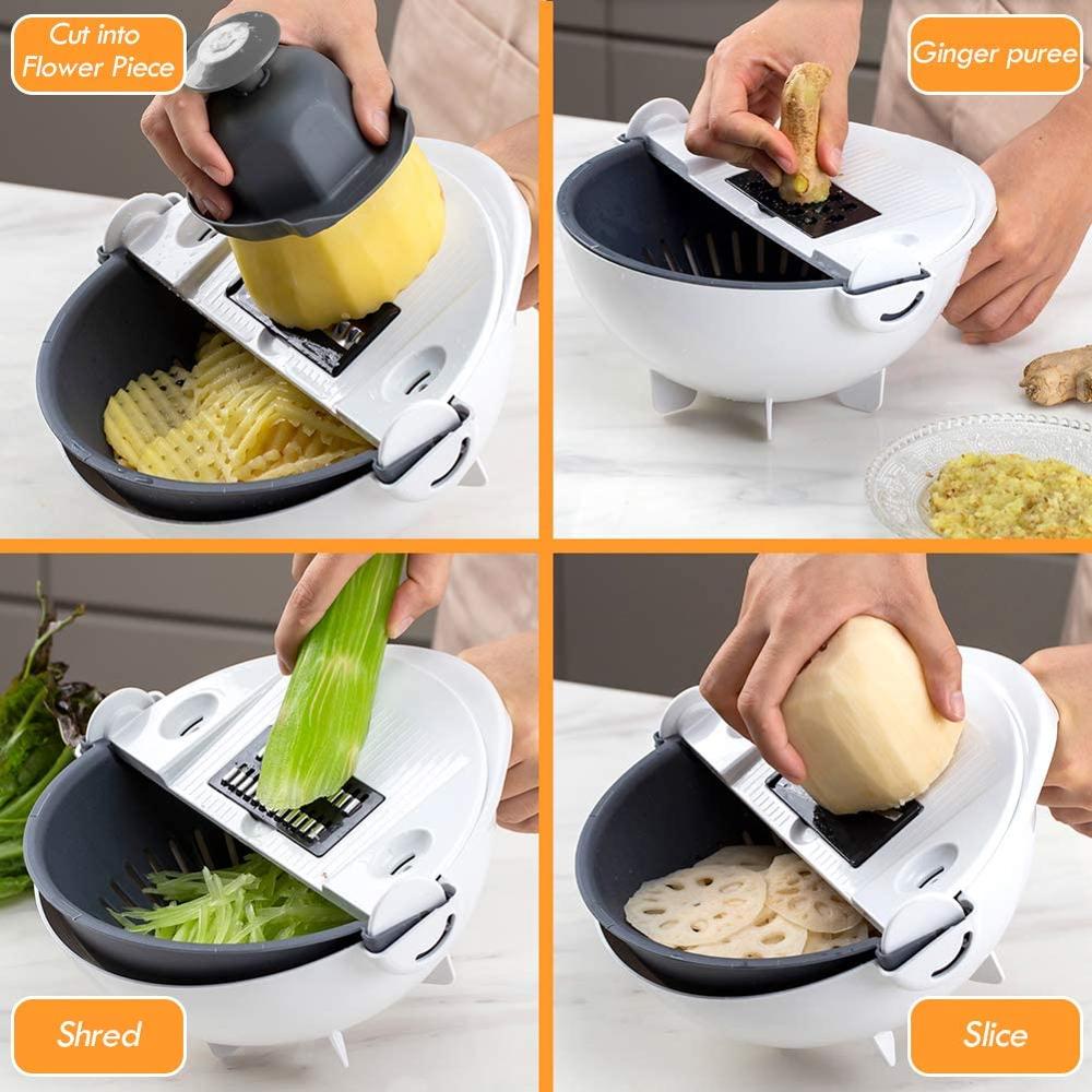 Multifunctional Rotate Vegetable Cutter With Drain Basket - Top Kitchen  Gadget